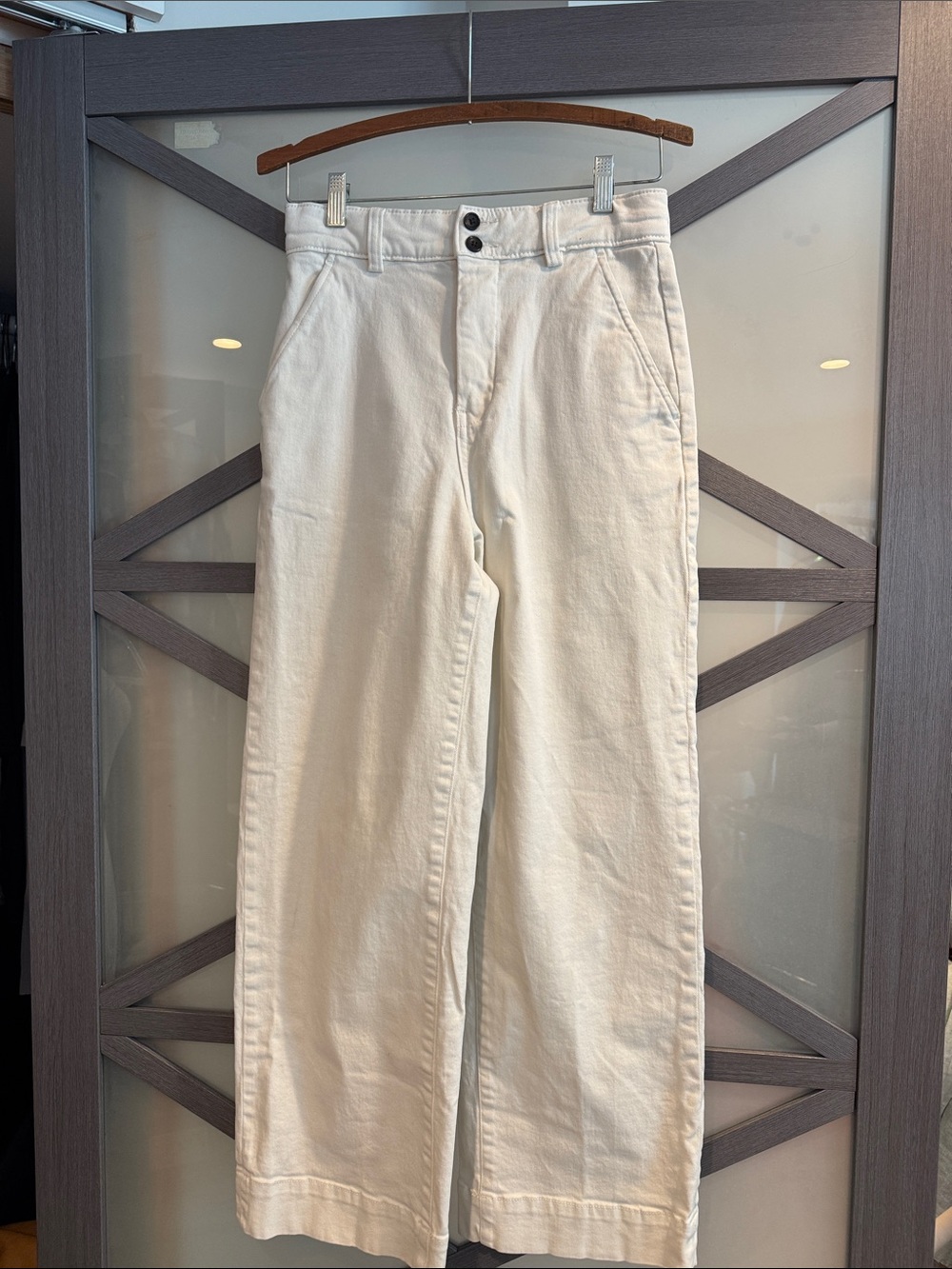 Everlane High-Rise Wide Leg Jeans in Bone size 4